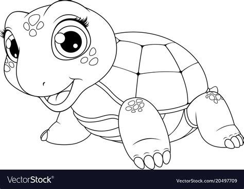 vector illustration   cute turtle baby child smiling   white
