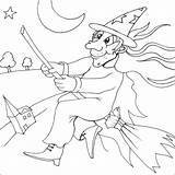 Witch Halloween Colouring Coloring Pages Flying Drawing Print Broom Activity Evil Disney Gif Fly Witches sketch template