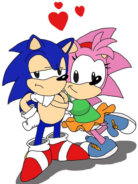 Classic Sonic And Amy Colored By Spongedudecoolpants On