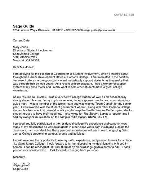 cover letter  college students    letter template