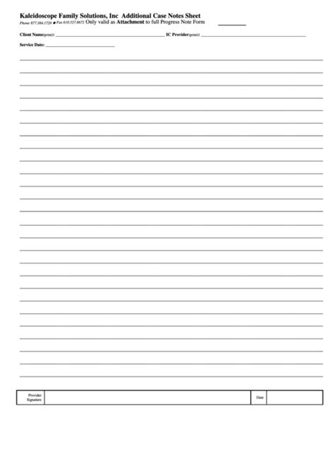 fillable additional case notes sheet printable