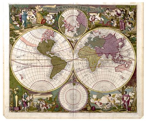 lot detail gorgeous world map circa    golden age  dutch cartography hand