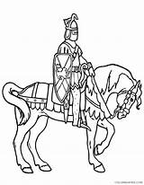 Coloring Knight Knights Horse Pages Printable Coloring4free Patroling Kids sketch template