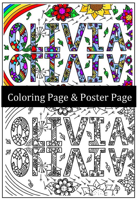 olivia girls  coloring page wild flowers folk art etsy