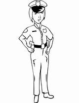 Police Dog Coloring Officer Woman sketch template