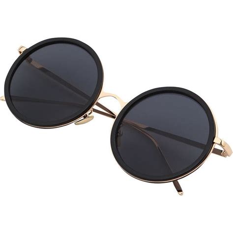 Black Round Frame Metallic Arms Sunglasses Round Sunglasses