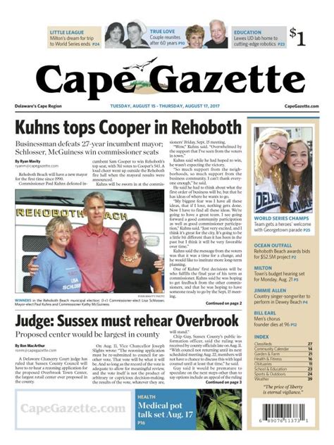 for some cape gazette to arrive wednesday cape gazette