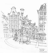 Pencil Prinsengracht Acuarela Sketching Edificios Sketchers Michel Gerard Building sketch template