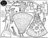 Paper Doll Princess Tea Dolls Printable Print Ruching Paperthinpersonas Coloring Monday Marisole Pages Color Clothes Barbie American African Clothing Pdf sketch template