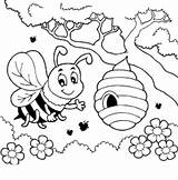 Kleuren Bees Bijen Kleurplaten Bee Honey sketch template