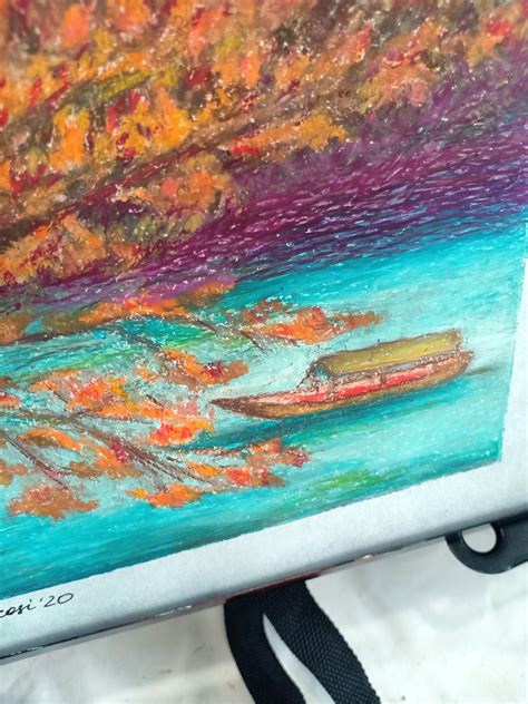boat painting original art oil pastel original drawing etsy