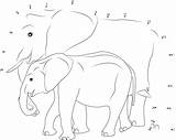 Elephant Dots Connect Printable sketch template