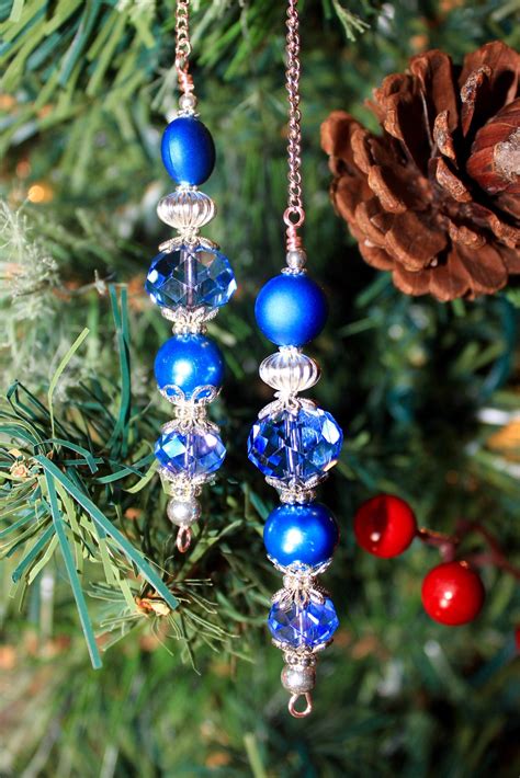 excited  share   etsy shop blue dangling ornament blue christmas silver