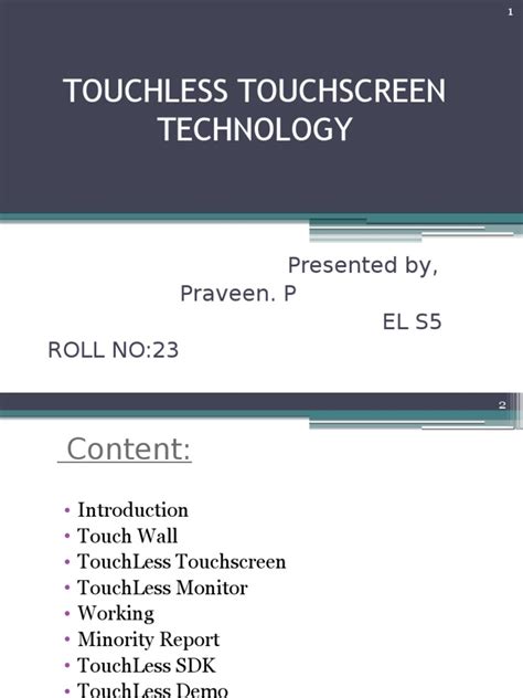 touchless touchscreen technology  touchscreen inputoutput