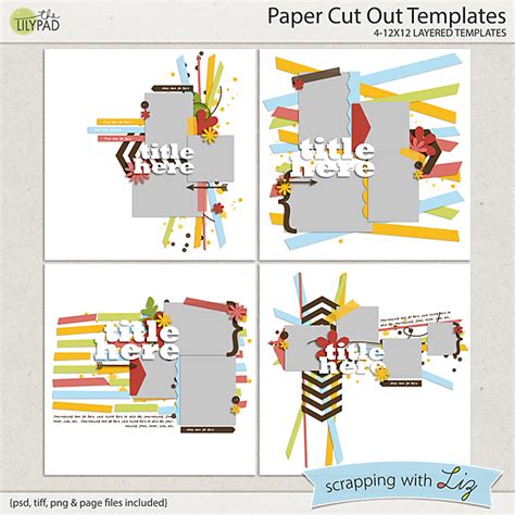digital scrapbook templates paper cut  scrapping  liz