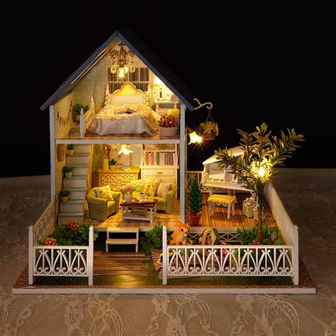 wooden dollhouse furniture kit miniature nordic villa