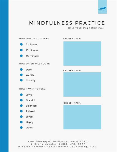 mindfulness worksheet  licensed therapist  improve mental etsy