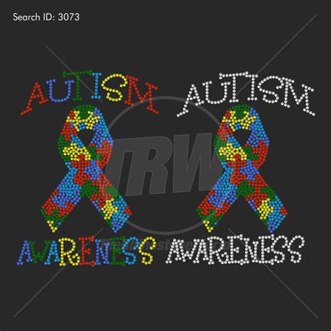autism ribbon awareness rhinestone design pre cut template