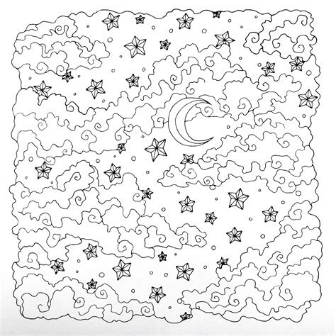 coloring book page night sky etsy  zealand