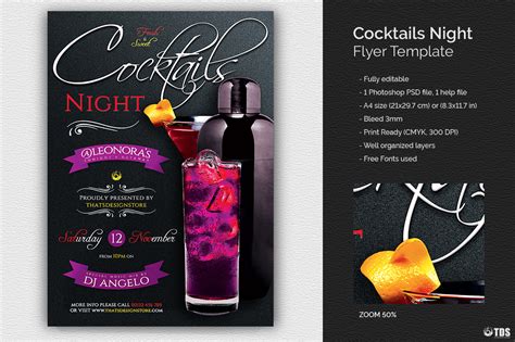 cocktails night flyer template psd flyer design store