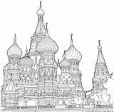 Cathedral Basil Moscow Saint Structures sketch template
