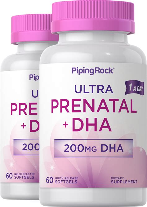 prenatal multivitamin  dha  softgels  bottles piping rock health products