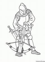 Coloring Combatant Spear Crossbow Warrior Pages Soldiers sketch template