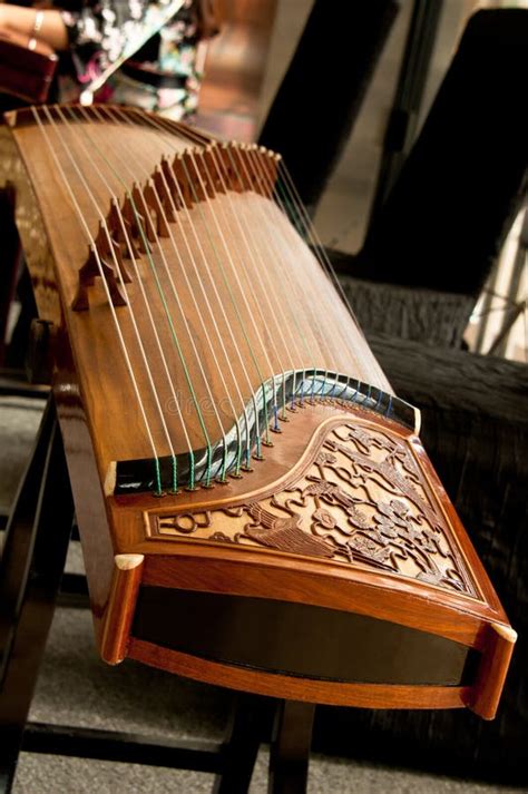 traditional guzheng musical instrument stock photo image  wooden