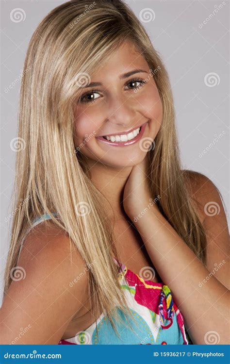 cute blond teenage girl stock image image  people