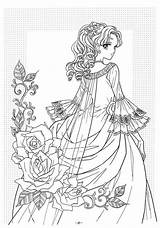 Coloring Pages Princess Victorian Fashion Dress Adult Anime Books Printable Disney Woman Adults Poetry Cute Vintage House Girls Model Tangled sketch template