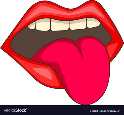 open mouth with red female lips and tongue icon vector image