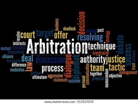 Arbitration Word Cloud Concept On Black Stock Illustration