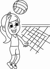 Volleyball Playing Outline Clipart Sports Ball Play Clip Girl Player Cliparts Cricket Soccer Classroomclipart sketch template