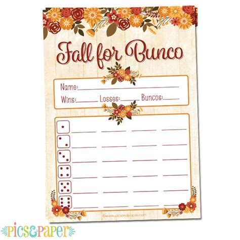 bunco score card fall  bunco fall theme  fall etsy