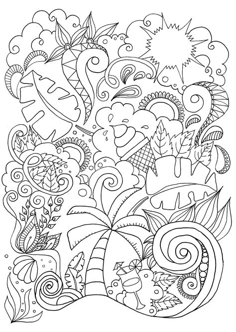 summer doodle coloring pages   gambrco