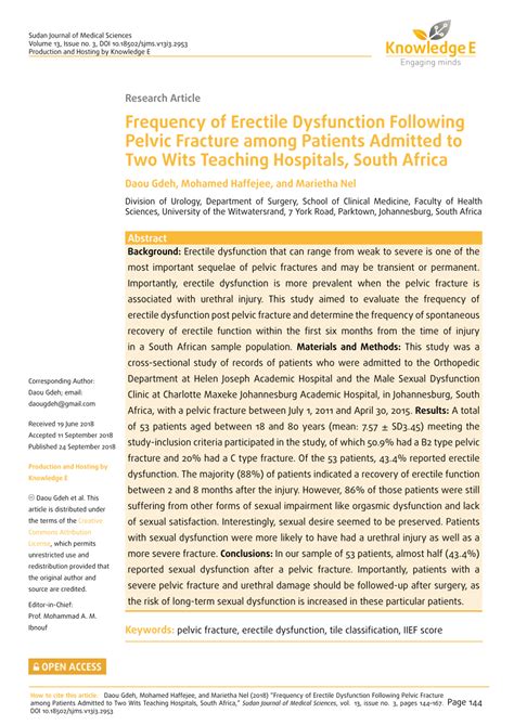 Pdf Frequency Of Erectile Dysfunction Following Pelvic