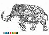 Elephant Mandala Coloring Vector Ornament Colors Samples Stock Illustration Drawing Pages Decorated Colorful Vectors Getdrawings Dreamstime Templates Adults Illustrations Choose sketch template