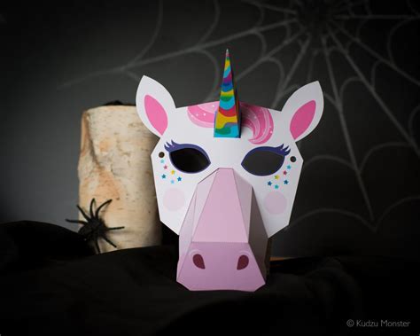 printable unicorn paper mask rainbow unicorn  halloween  etsy uk