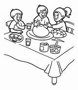 Breakfast Coloring Pages Family Thanksgiving Kids Cartoon Dinner Table Doing Printable Print Three Color Getcolorings Popular Canada sketch template