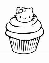 Coloring Kitty Hello Pages Cupcakes Color Netart sketch template