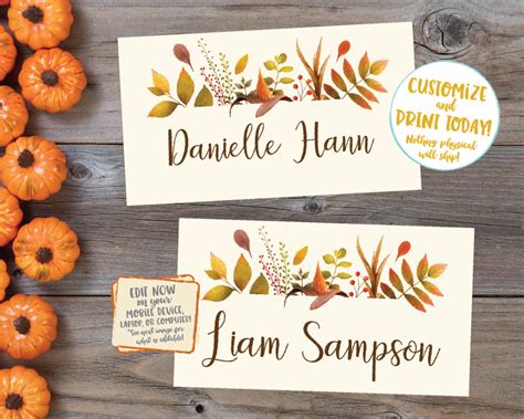 editable thanksgiving place cards thanksgiving  cards thanksgiving