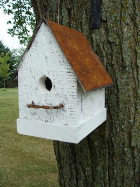 rustic white birdhouse garden bird house collector  etsy