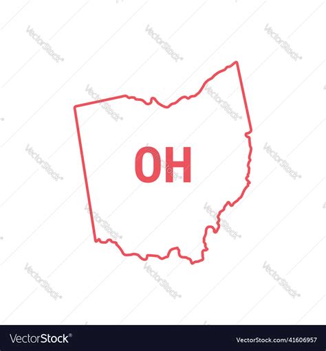 ohio  state map red outline border royalty  vector