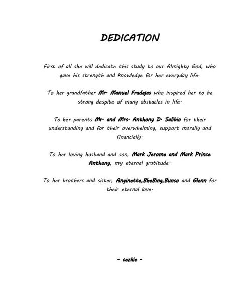 dedication  project work examples  dedications