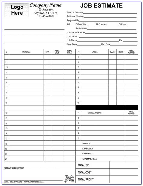 printable contractor estimate template prosecution