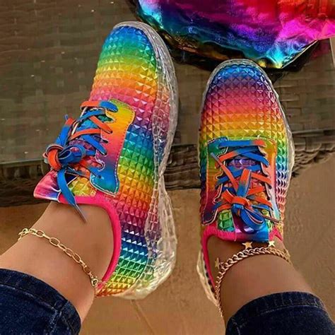 Women S Shoes Rainbow Sneaker Athletic Breathable Casual Running Tennis