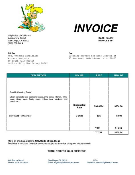 cleaning services invoice invoice template ideas