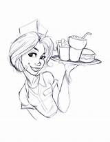 Waitress Waiter sketch template