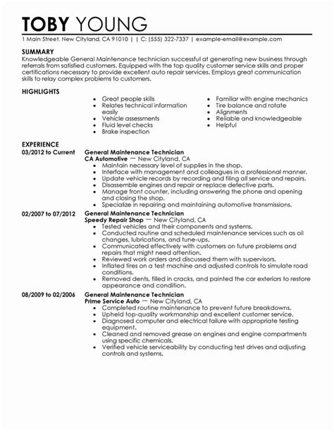 general maintenance resume sample resume