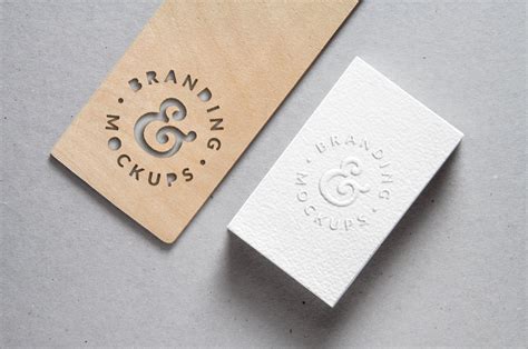 cutout wood  white business card mockup creativebooster